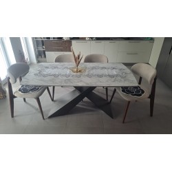 Tavolo ceramica effetto marmo cm 180x90h.76 allungabile cm 220/260 art.2064 nuovo consegna gratuita-arredamentishop.it  Tempe...