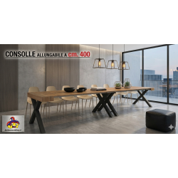 Consolle allungabile 4 metri chiusa cm 90x45h.75 aperta cm 90x402h.75 legno nuova art.2373 consegna gratuita-arredamentishop....