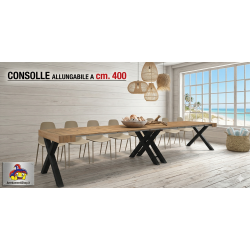 Consolle allungabile 4 metri chiusa cm 90x45h.75 aperta cm 90x402h.75 legno nuova art.2373 consegna gratuita-arredamentishop....
