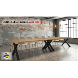 Consolle allungabile 4 metri chiusa cm 90x45h.75 aperta cm 90x402h.75 legno nuova art.2373 consegna gratuita-arredamentishop....