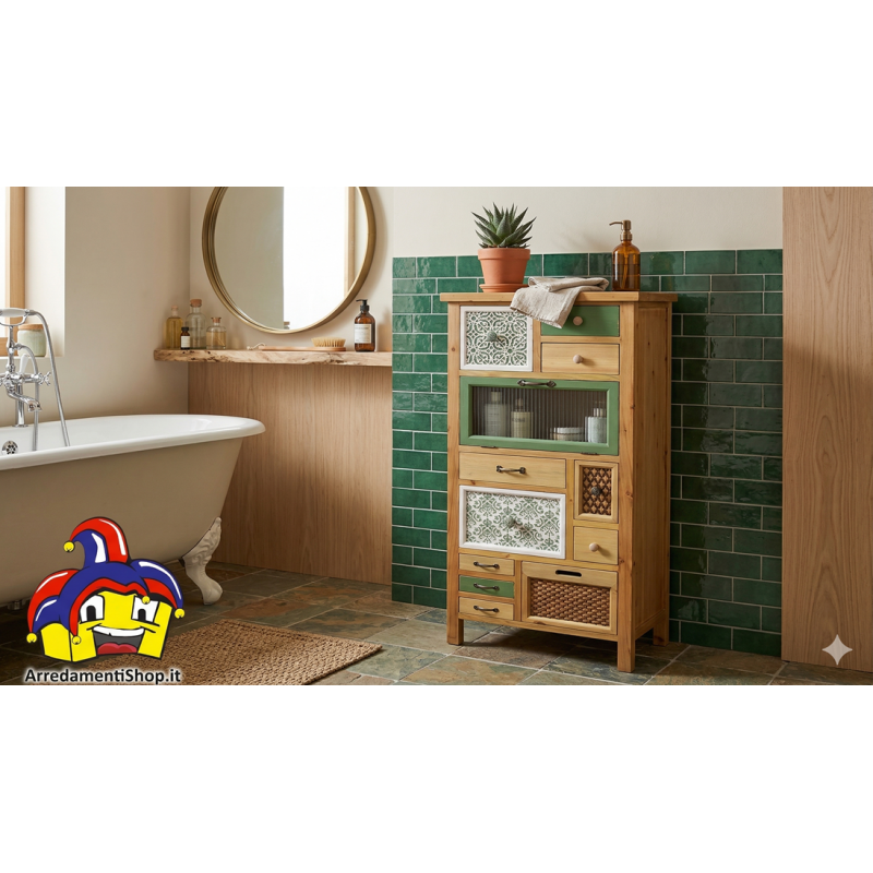 Mobile bagno vintage shabby cm 52,5x34h.118,5 nuovo art.119285 consegna gratuita-arredamentishop.it  AD TREND Offerte mobili ...