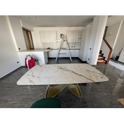 Tavolo calacatta oro allungabile cm 180x90h.76 aperto cm 260x90h.76 nuovo art.02300 consegna gratuita-arredamentishop.it  Tem...