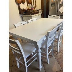 Tavolo allungabile bianco cm 160x85h.78 aperto cm 200/240 gamba tornita nuovo art.1010 consegna gratuita-arredamentishop.it  ...