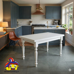 Tavolo allungabile bianco cm 160x85h.78 aperto cm 200/240 gamba tornita nuovo art.1010 consegna gratuita-arredamentishop.it  ...
