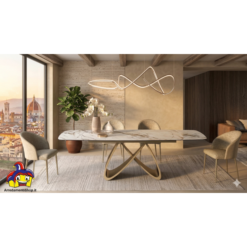 Tavolo calacatta gold allungabile cm 160x90h.76 aperto cm 240x90h.76 nuovo art.2393 consegna gratuita-arredamentishop.it  Tem...