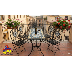 Set pranzo giardino mosaico 4 sedie pieghevoli e 1 tavolo cm 120x60h.72 nuovo art.116124 consegna gratuita-arredamentishop.it...