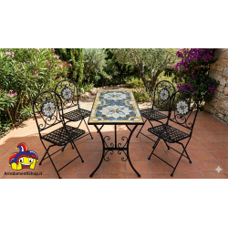 Set pranzo giardino mosaico 4 sedie pieghevoli e 1 tavolo cm 120x60h.72 nuovo art.116124 consegna gratuita-arredamentishop.it...