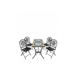 Set pranzo giardino mosaico 4 sedie pieghevoli e 1 tavolo cm 120x60h.72 nuovo art.116124 consegna gratuita-arredamentishop.it...