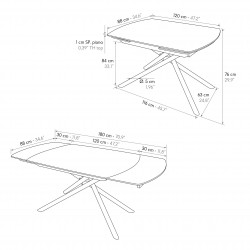 Tavolo girevole cucina ceramica e ferro cm 120x88h.76 aperto cm 180 nuovo art.2207 consegna gratuita-arredamentishop.it  Temp...