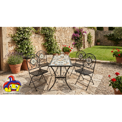 Set pranzo da giardino mosaico 4 sedie pieghevoli e 1 tavolo cm 120x60h.72 nuovo art.116120 consegna gratuita-arredamentishop...