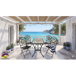 Set pranzo da giardino mosaico 4 sedie pieghevoli e 1 tavolo cm 120x60h.72 nuovo art.116120 consegna gratuita-arredamentishop...