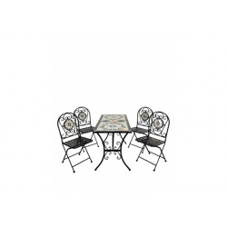 Set pranzo da giardino mosaico 4 sedie pieghevoli e 1 tavolo cm 120x60h.72 nuovo art.116120 consegna gratuita-arredamentishop...