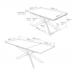 Tavolo da pranzo in ceramica cm 160x90h.76,5 aperto cm 210 nuovo art.2302 consegna gratuita-arredamentishop.it  Tempesta Offe...