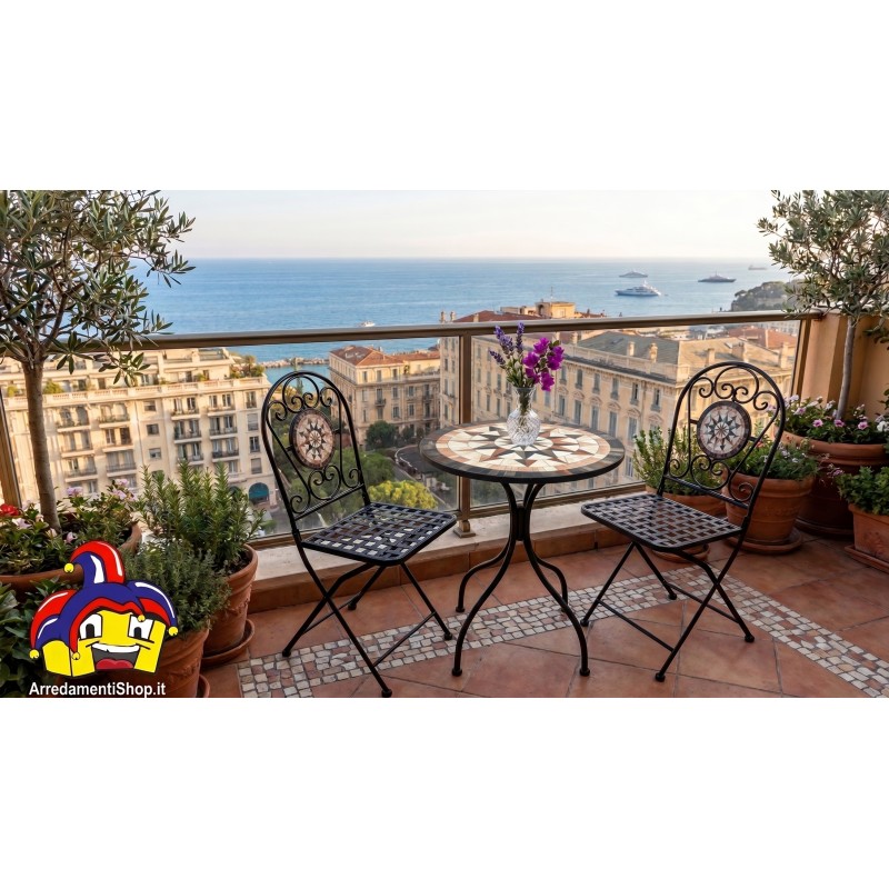 Set bistrot giardino 2 sedie e 1 tavolino diam. cm 60h.72 nuovo art.116105 consegna gratuita-arredamentishop.it  AD TREND Off...