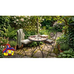 Set bistrot giardino 2 sedie e 1 tavolino diam. cm 60h.72 nuovo art.116105 consegna gratuita-arredamentishop.it  AD TREND Off...
