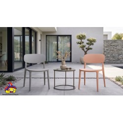 Sedie plastica giardino set 2 pezzi in 2 colori grigio/albicocca nuove art.122849 consegna gratuita-arredamentishop.it  AD TR...