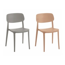 Sedie plastica giardino set 2 pezzi in 2 colori grigio/albicocca nuove art.122849 consegna gratuita-arredamentishop.it  AD TR...