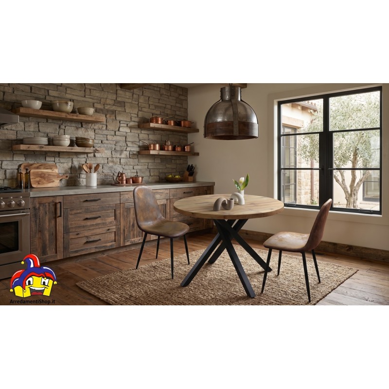 Tavolo rotondo legno rustico cmø100h.75 aperto cm 100x140h.75 nuovo art.2220 consegna gratuita-arredamentishop.it  Tempesta O...