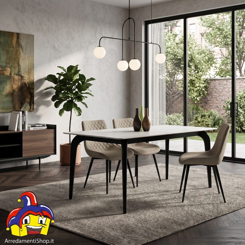 Tavolo da Pranzo 140x80 Ceramica Effetto Marmo Statuario - NUOVO - Art. 2299 - ArredamentiShop.it  Tempesta Offerte mobili 14...