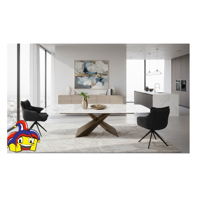 Tavolo ceramica effetto marmo cm 180x90h.76 allungabile cm 220/260 art.2064 nuovo consegna gratuita-arredamentishop.it  Tempe...