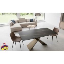 Tavolo allungabile ceramica effetto marmo cm 160x90h.76 aperto cm 200/240 nuovo art.2074 consegna gratuita-arredamentishop.it...