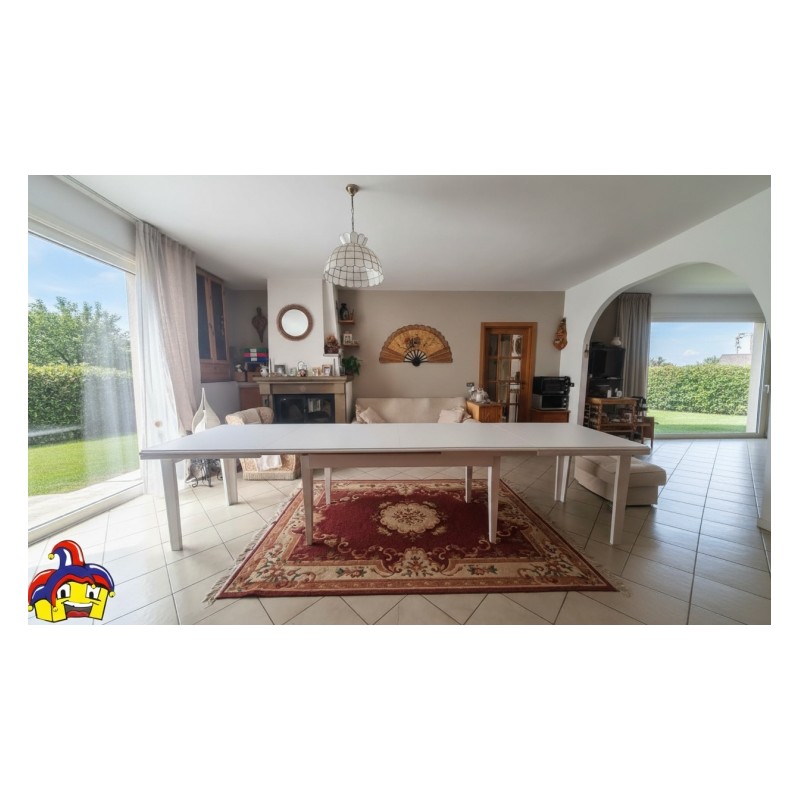 Tavolo legno bianco opaco cm 160x85h.76 allungabile fino a 340 cm nuovo art.0742 consegna gratuita-arredamentishop.it  Tempes...