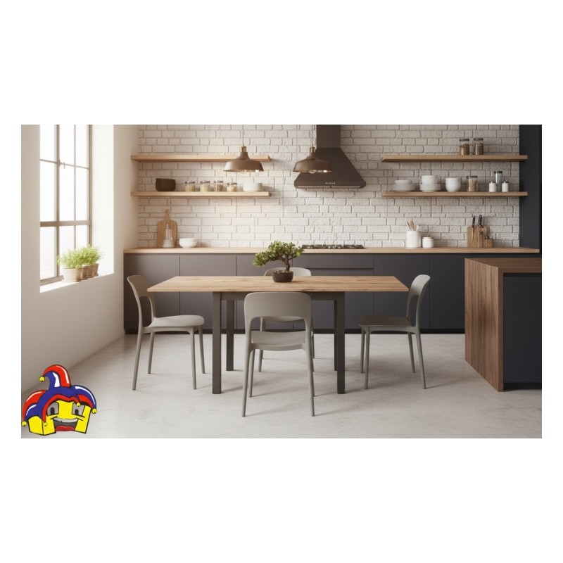 Tavolo quadrato allungabile cm 90x90h.76,5 apertura a libro cm 180x90h.74,5 nuovo art.2141 consegna gratuita-arredamentishop....