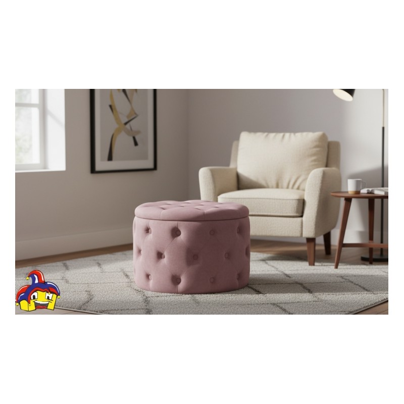 Pouf contenitore rosa in velluto cm diametro 50h.40 nuovo art.67938 consegna gratuita-arredamentishop.it  AD TREND Offerte mo...