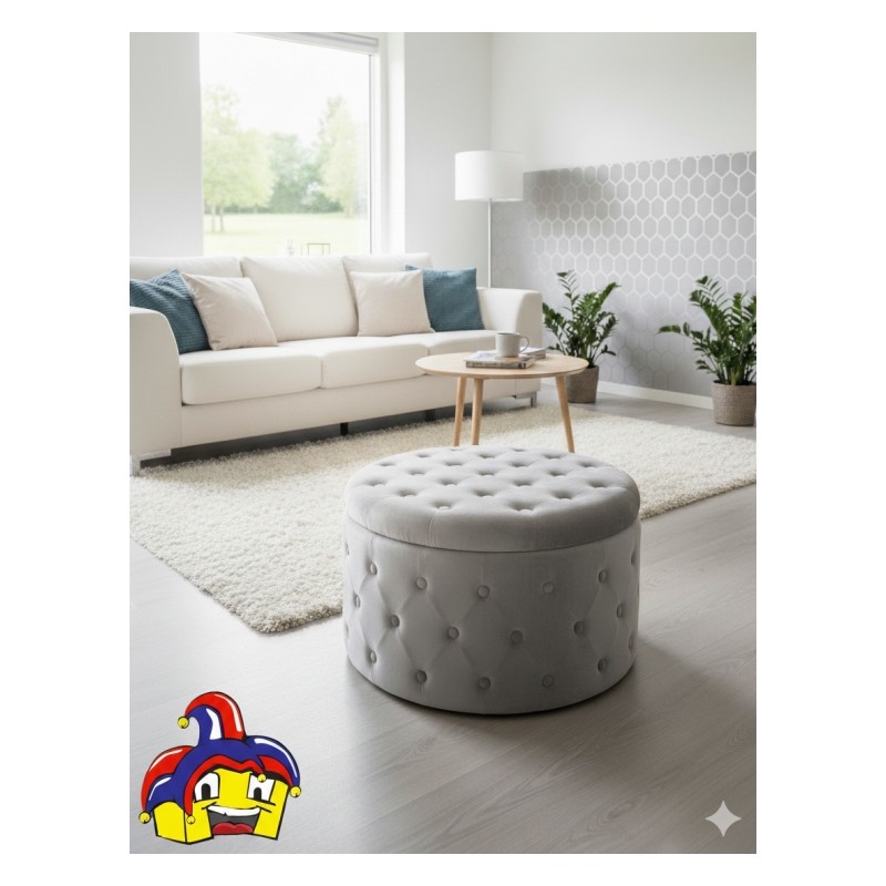 Pouf contenitore velluto grigio chiaro cm 70h.42 art.74387 nuovo consegna gratuita-arredamentishop.it  AD TREND Offerte mobil...