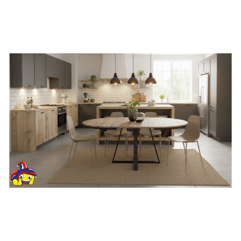 Tavolo allungabile rotondo cm diametro 120h.75,5 allungabile cm 170 art.2180 nuovo consegna gratuita-arredamentishop.it  Temp...