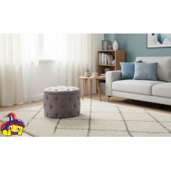 Pouf contenitore grigio velluto cm diametro 50h.40 nuovo art.67939 consegna gratuita-arredamentishop.it  AD TREND Offerte mob...