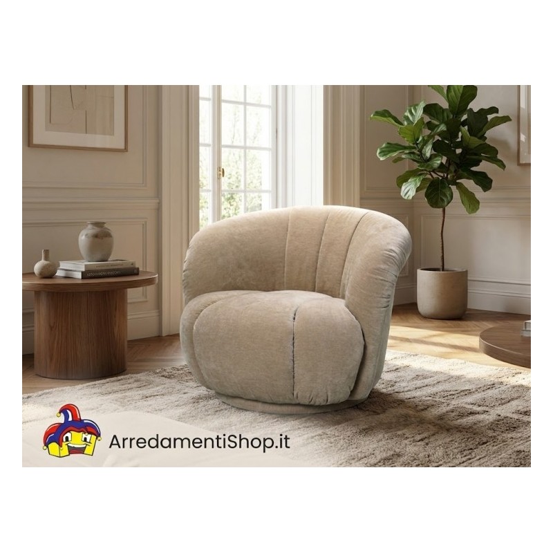 Poltrona japandi velluto beige cm 86x84h.70 nuova art.120324 consegna gratuita-arredamentishop.it  AD TREND Offerte mobili 32...