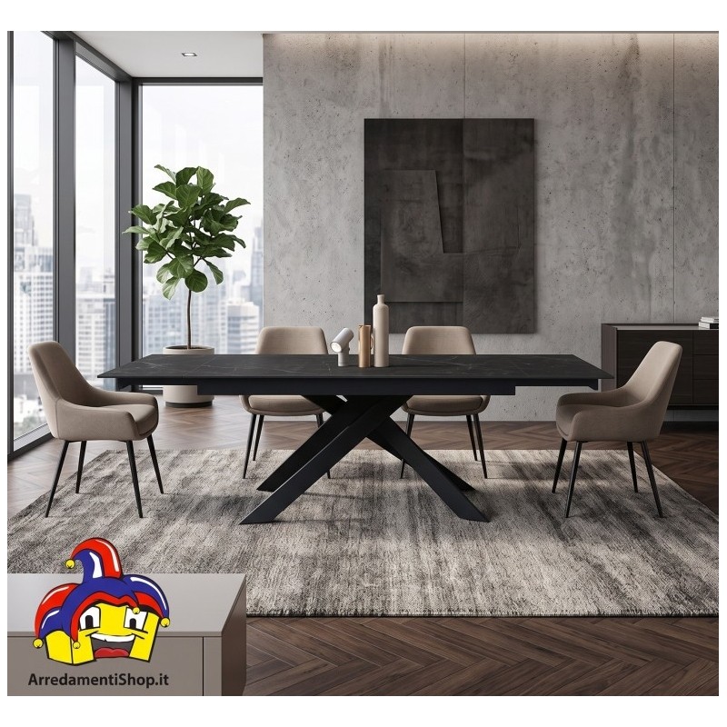 Tavolo in Ceramica Calacatta Black Lux Allungabile 160/240x90 cm - NUOVO - art. 2287 | ArredamentiShop.it  Tempesta Offerte m...