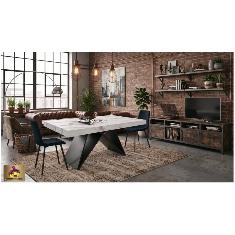 Tavolo Allungabile Statuario L. 160-240 P. 90 H. 77 Nuovo - Tavoli Industrial Chic Art. 2310 - Arredamentishop.it  Tempesta O...