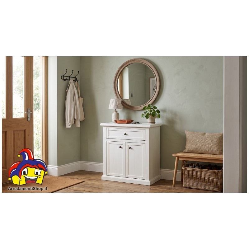 Mobiletto con Sportelli in Legno Bianco Opaco L. 64 P. 32 H. 80 - Articolo Nuovo | Art. 01372 | ArredamentiShop.it  Tempesta ...