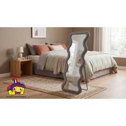Specchio a Terra Sagomato a Onda in Velluto Grigio cm 66x160 Nuovo - art.112319 - ArredamentiShop.it  AD TREND Offerte mobili...