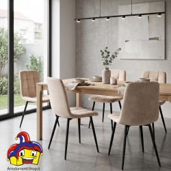 Set 4 Sedie Beige in Flanella Modello Pawn - Articolo Nuovo - L 44 P 55 H 87 cm - art.101985 | ArredamentiShop.it  AD TREND O...
