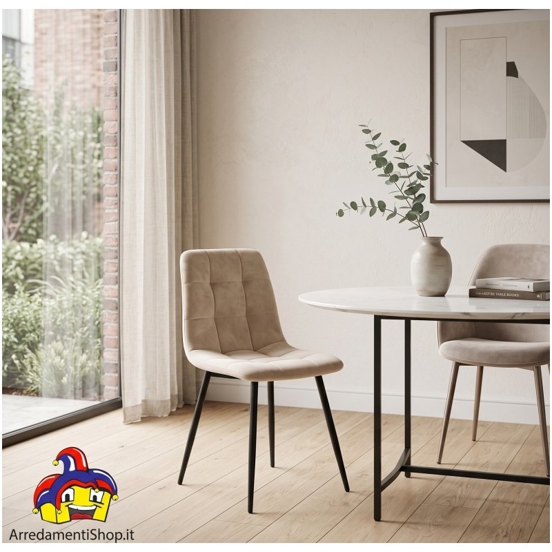 Set 4 Sedie Beige in Flanella Modello Pawn - Articolo Nuovo - L 44 P 55 H 87 cm - art.101985 | ArredamentiShop.it  AD TREND O...