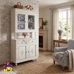 Credenza con Vetrina Classica Bianca L 104 x P 43 x H 218 cm - Nuovo - art.499 - ArredamentiShop.it  Tempesta Offerte mobili ...