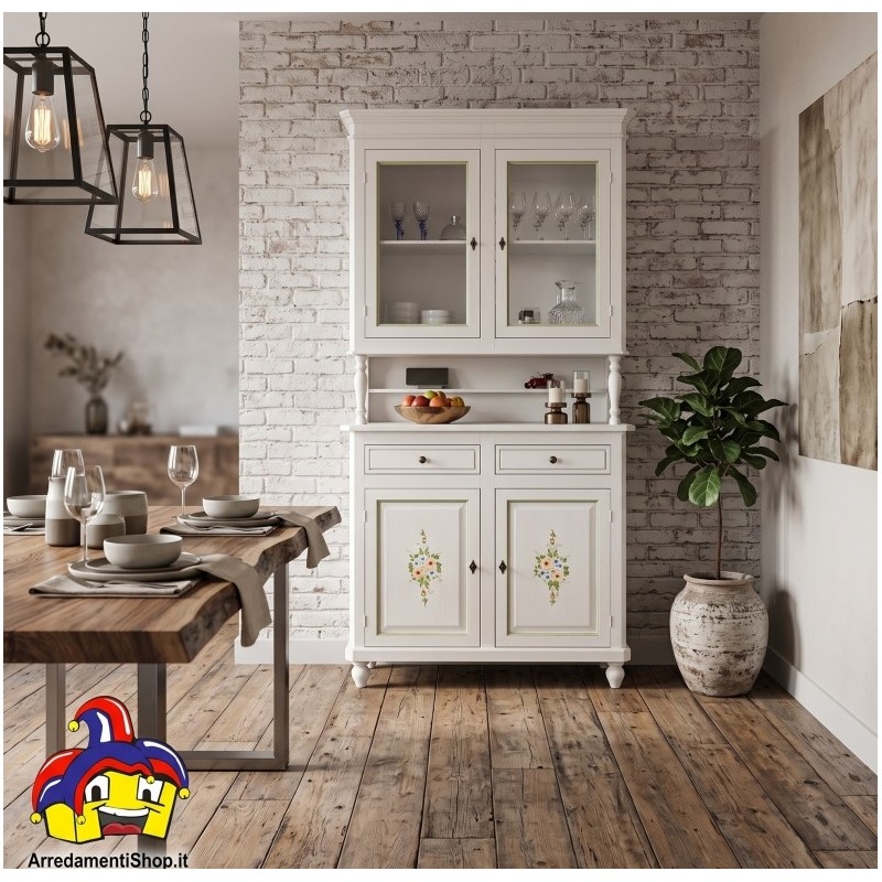 Credenza con Vetrina Classica Bianca L 104 x P 43 x H 218 cm - Nuovo - art.499 - ArredamentiShop.it  Tempesta Offerte mobili ...