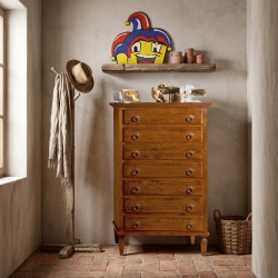 Settimino in Legno Massello 7 Cassetti Arte Povera Noce 85x47h138 cm - Nuovo art.6019A - arredamentishop.it  Zanini Offerte m...