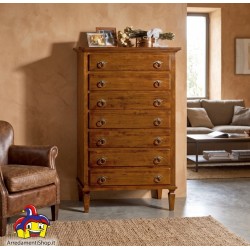 Settimino in Legno Massello 7 Cassetti Arte Povera Noce 85x47h138 cm - Nuovo art.6019A - arredamentishop.it  Zanini Offerte m...