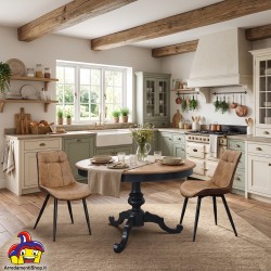 Tavolo rotondo 120 cm allungabile a 160 H75 bicolore nero e rovere Art.2379 NUOVO arredamentishop.it  Tempesta Offerte mobili...