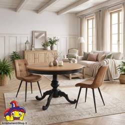 Tavolo rotondo 120 cm allungabile a 160 H75 bicolore nero e rovere Art.2379 NUOVO arredamentishop.it  Tempesta Offerte mobili...