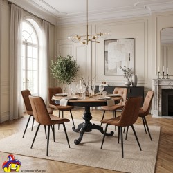 Tavolo rotondo 120 cm allungabile a 160 H75 bicolore nero e rovere Art.2379 NUOVO arredamentishop.it  Tempesta Offerte mobili...