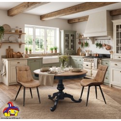 Tavolo rotondo 120 cm allungabile a 160 H75 bicolore nero e rovere Art.2379 NUOVO arredamentishop.it  Tempesta Offerte mobili...