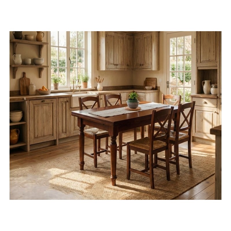 Tavolo legno massello rustico cm 160x85h.78 aperto cm 200/240 nuovo art.13TOR160 consegna gratuita-arredamentishop.it  Tempes...