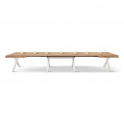 Tavolo 20 Persone Allungabile cm 180/480x90h77 Rovere Rustico e Bianco Art. 2407 NUOVO ArredamentiShop.it  Tempesta Offerte m...