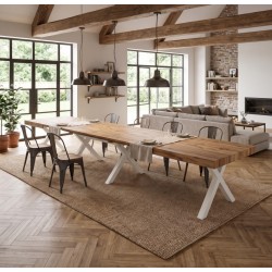 Tavolo 20 Persone Allungabile cm 180/480x90h77 Rovere Rustico e Bianco Art. 2407 NUOVO ArredamentiShop.it  Tempesta Offerte m...