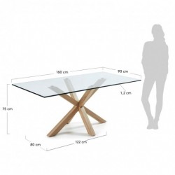 Tavolo vetro design con gambe in legno cm 160x90h.75 fisso nuovo art.1754 consegna gratuita-arredamentishop.it  Tempesta Offe...